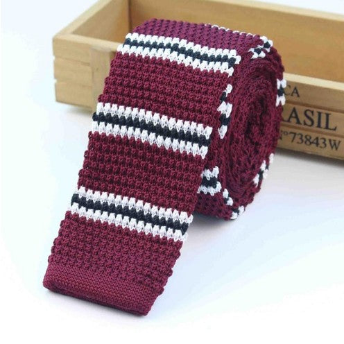 Corbata Tejida Delgada a Rayas para Hombre - Diseño Moderno y Sofisticado - Image 33