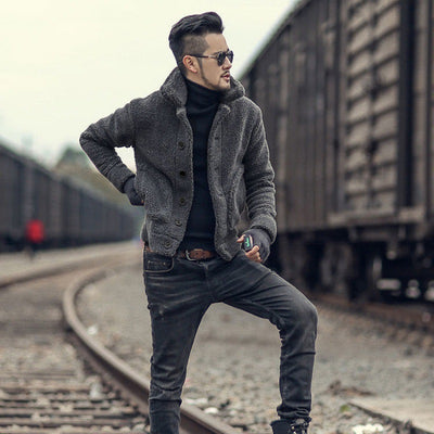 Chaqueta de Hombre Gruesa Cordero Térmico Corta - Image 5