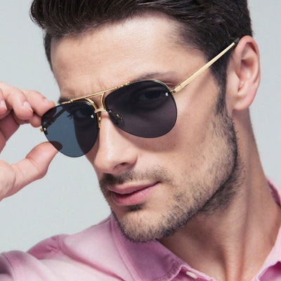 Gafas de Sol Hombre Montura Metalizada Media Armazón - Image 14