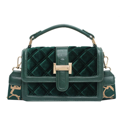 Bolso Bandolera Cuadrado Pequeño con Correa de Terciopelo Ancho - Image 16