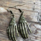 Halloween Vintage Carved Skull Skeleton Hands Earrings Bronze