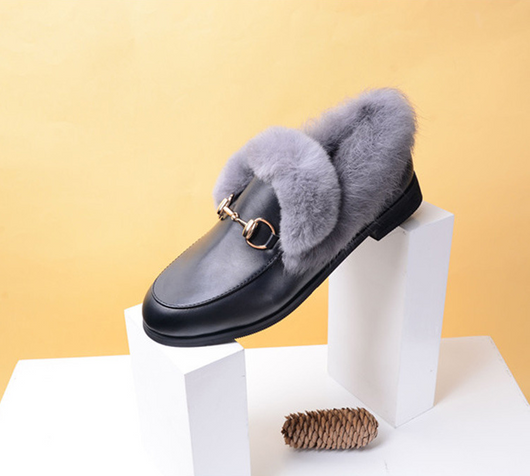 Zapatillas Planas de Algodón Cálido con Pelaje de Conejo - Image 11