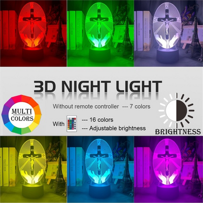 Lámpara 3D con Cruz Acrílica de Luz Nocturna - Image 10