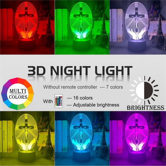 Lámpara 3D con Cruz Acrílica de Luz Nocturna - Image 10