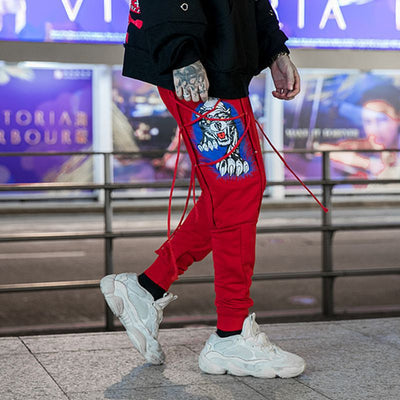 Pantalones Harem Hip Hop con Estampado Urbano y Puños Ajustables - Image 3
