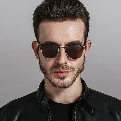 Gafas de Sol Clásicas para Hombre con Patillas de Bambú