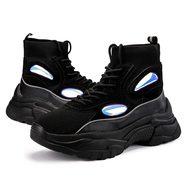 Zapatillas Deportivas Plataforma para Pareja - Tejido Volador Blanco con Suela Gruesa - Image 8