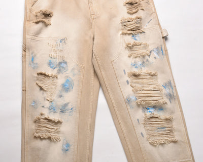 Jeans Azules con Efecto Salpicado de Tinta y Cierre Frontal - Image 8