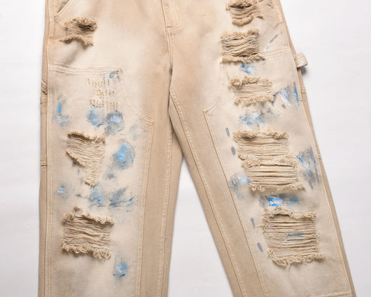 Jeans Azules con Efecto Salpicado de Tinta y Cierre Frontal - Image 8