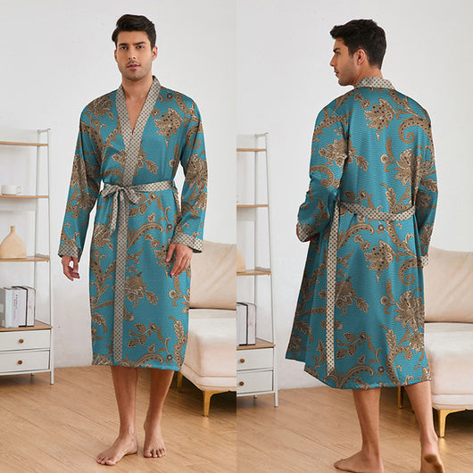 Bata Estampada para Hombre con Mangas Largas y Pantalón Corto - Image 7