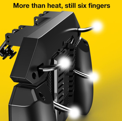 MÉMO AK77 black mobile game controller with integrated cooling fan and four silver trigger buttons. - Image 5