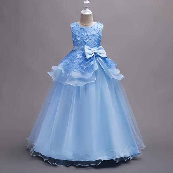 Vestido Largo Princesa con Flores para Niñas - Image 7