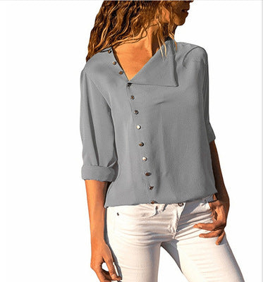 Blusa de Cuello Oblicuo Asimétrico con Manga Larga - Image 4