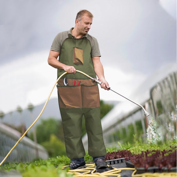 Delantal de Jardinería Protector con Cobertura de Piernas y Múltiples Bolsillos