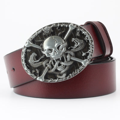 Cinturón Casual de Cuero con Hebilla Ghost Head y Correa Ancha Decorativa - Image 12