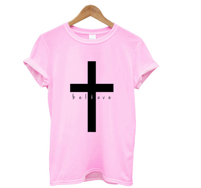 Camiseta Believe con Letras Estilo Urbano Europeo para Hombre y Mujer - Image 3