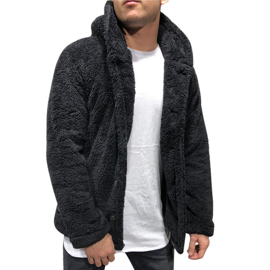 Chaqueta Sudadera con Capucha para Hombre - Abrigo Cálido de Color Sólido - Image 3