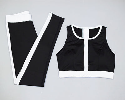 Conjunto Deportivo con Costuras Contrastantes en Blanco y Negro - Image 14