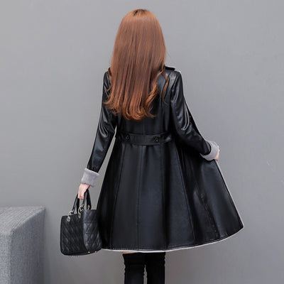 Abrigo Trench Coat de Cuero PU Premium con Forro Velvet - Image 8