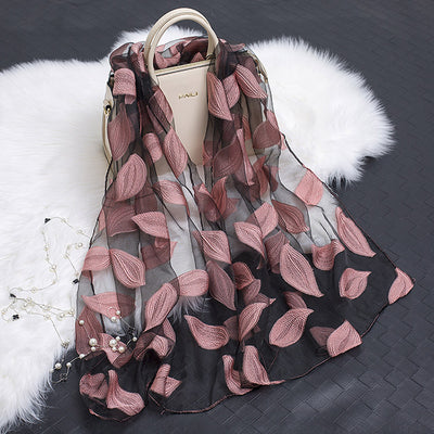Pañuelo de Seda Estampado Flores Huecas - Diseño Elegante y Versátil - Image 17