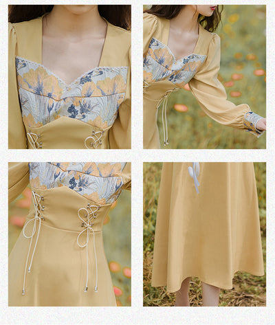 Vestido Elegante Jacquard con Encaje Vintage y Cintura Alta Ajustada - Image 11