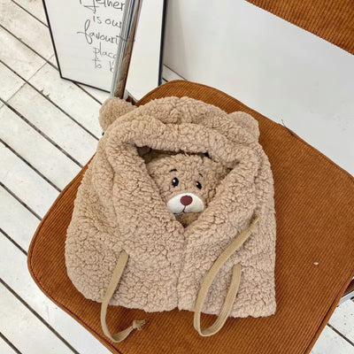 Gorro Oso Cálido con Bufanda Integrada, Máscara y Cordón Ajustable - Image 9