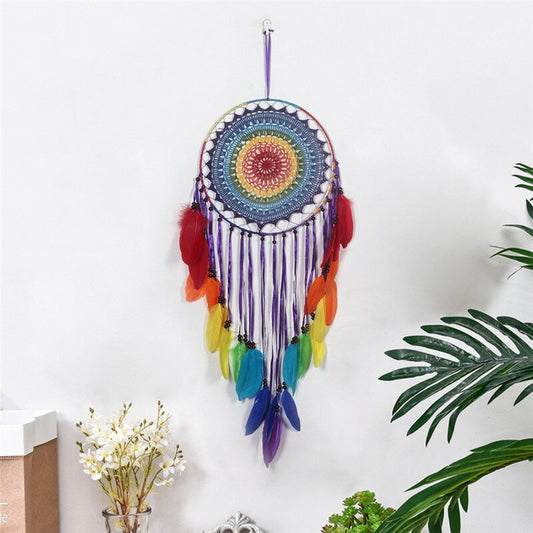 Pompones de Plumas Arcoíris 35cm | Decoración Bohemia Hecha a Mano para Habitaciones Infantiles