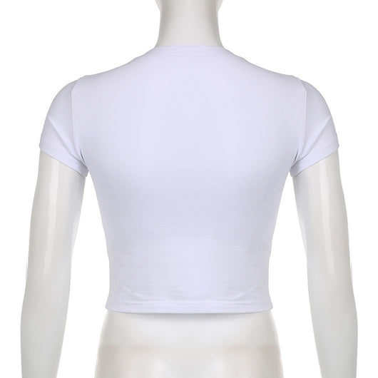 Playera Estampada Graffiti Stars Cuello Redondo Ajustada para Mujer - Image 4
