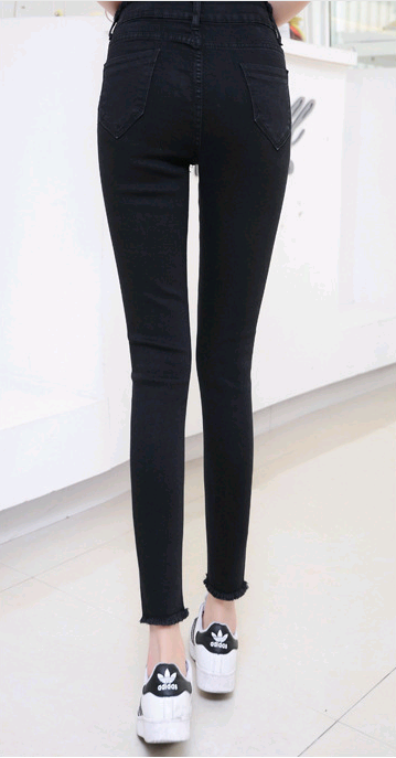 Pantalones Vaqueros Talle Alto con Borde Deshilachado y Abertura Frontal - Image 4