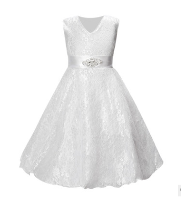 Vestido de Novia Infantil con Cinturón de Diamantes