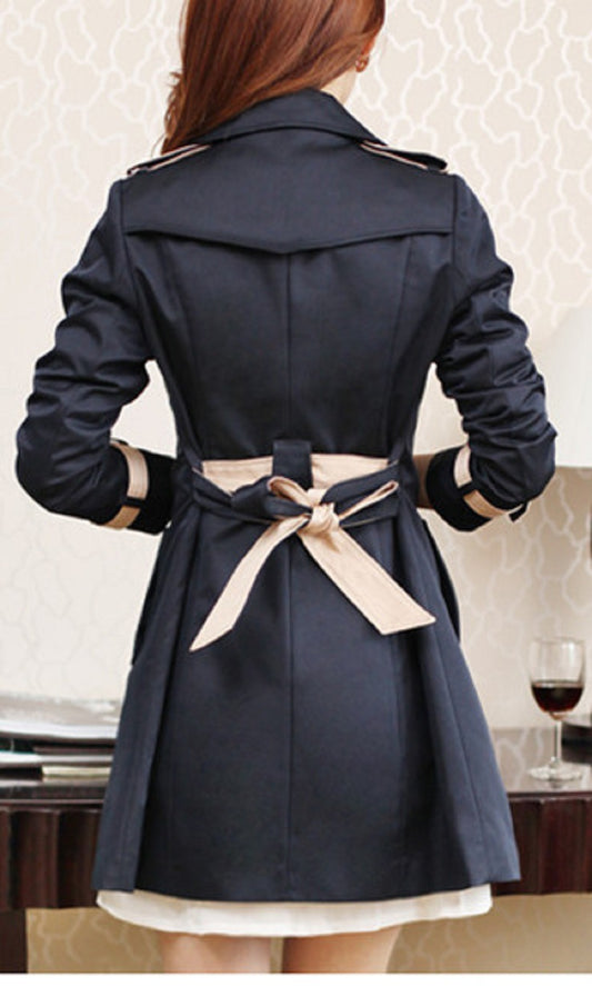 Abrigo Tipo Trench Slim Estilo Coreano para Mujer - Image 2