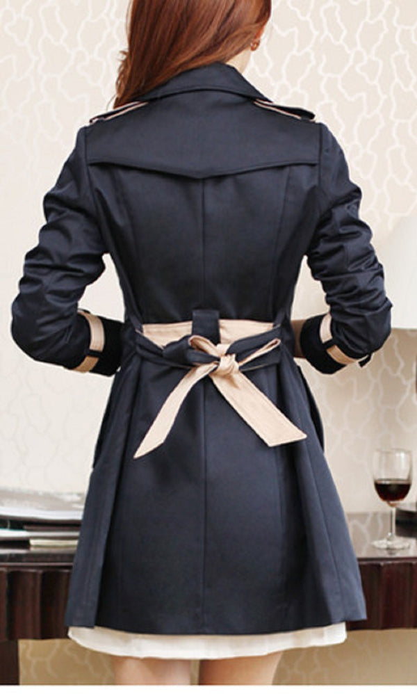 Abrigo Tipo Trench Slim Estilo Coreano para Mujer