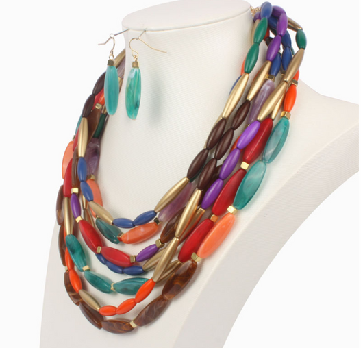 Conjunto de Joyas Multicapa con Cuentas de Colores - Image 4