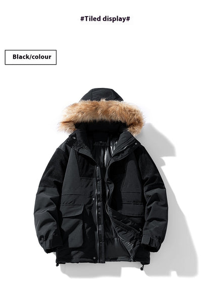 Abrigo Grueso para Hombre con Cuello de Piel - Otoño e Invierno - Image 17