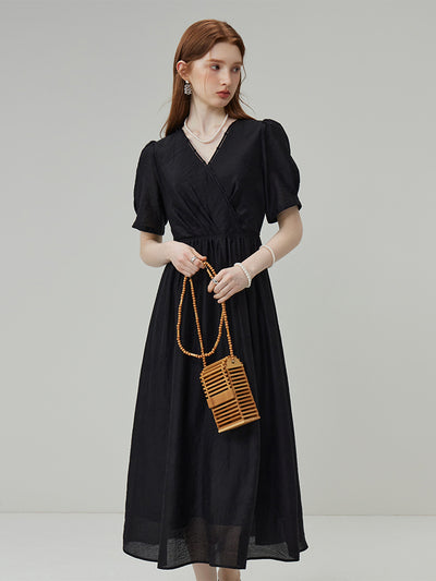 Vestido Jacquard Tencel Escote V con Textura - Image 6