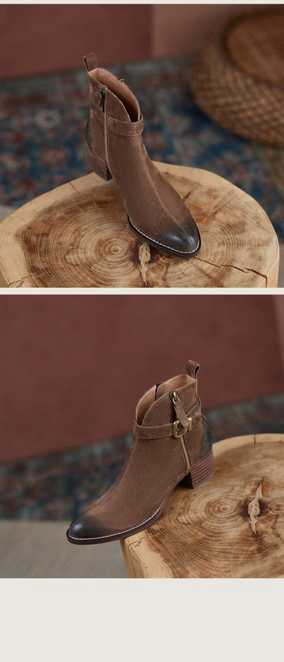 Zapatos de Tacón Medio con Cremallera Lateral y Punta Redonda para Mujer - Image 16