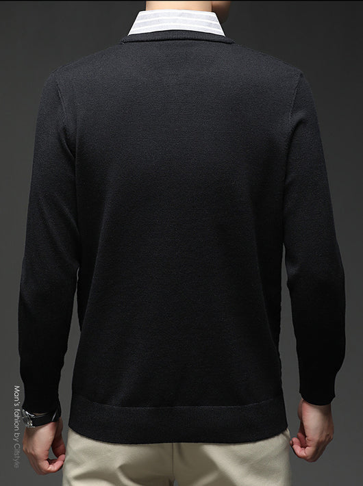 Suéter Casual Bicolor de Manga Larga para Hombre - Image 15