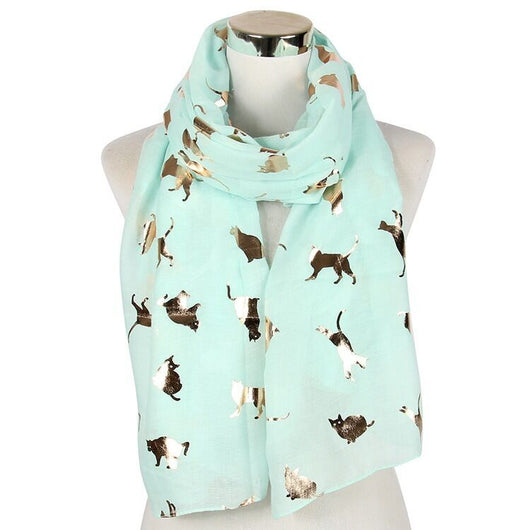 Pañuelo de Poliéster Estampado con Felino Dorado - Image 6