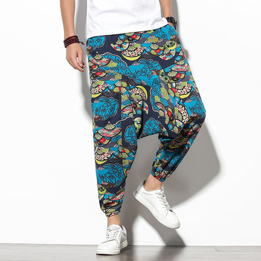 Pantalones Bohemios Anchos de Pierna Suelta con Estampado Floral Elefante para Playa - Image 17
