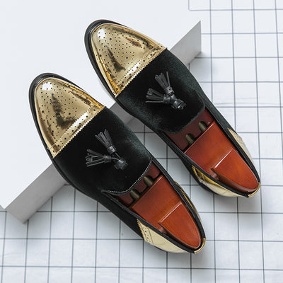 Zapatos de Cuero Puntiagos Dorados para Hombre - Estilo Coreano Británico - Image 10