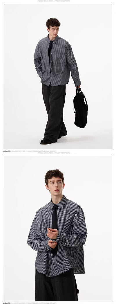 Camisa de Manga Larga a Cuadros para Hombre - Primavera y Otoño - Image 12
