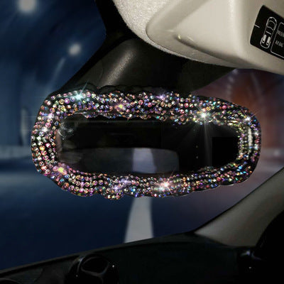 Juego Completo de Accesorios para Auto con Cristales Brillantes - Funda de Volante, Cinturón de Seguridad y Espejo Retrovisor - Image 6
