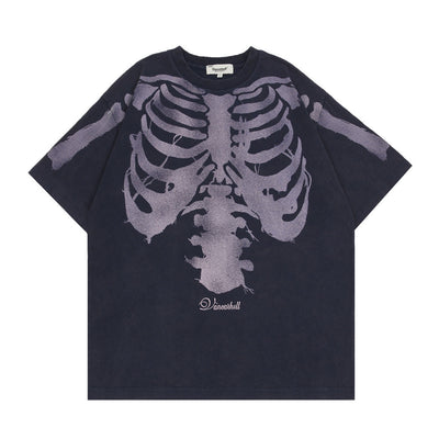 Camiseta de Algodón Lavada Estilo Vintage con Calavera para Hombre - Image 13