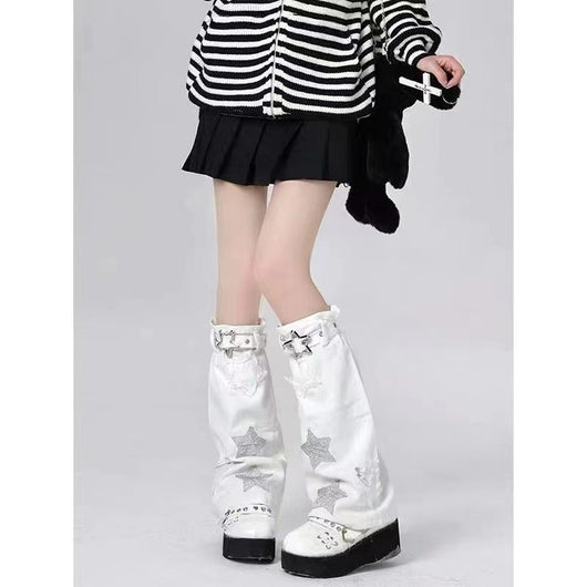 Calcetines Largos Sueltos con Bordado de Pentagrama para Mujer - Image 12