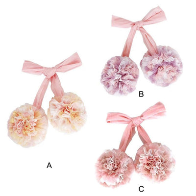 Pink, white, and purple yarn ball pendant party decoration with a fabric tie, ideal for children's rooms. - Image 6