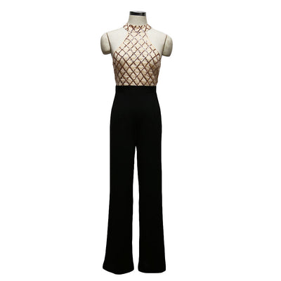 Jumpsuit Elegante con Lentejuelas y Cuello Halter para Mujer - Image 4