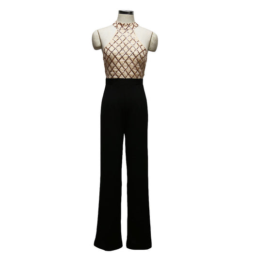 Jumpsuit Elegante con Lentejuelas y Cuello Halter para Mujer - Image 4