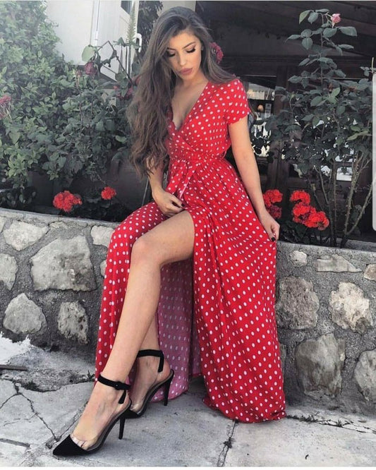 Vestido de Lunares con Escote en V Profundo - Image 2