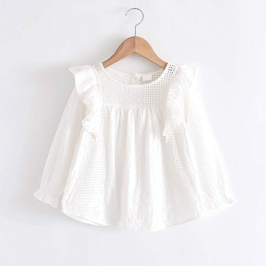 Blusa Infantil de Encaje con Cuello Redondo y Manga Larga - Image 13