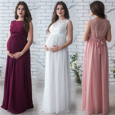 Vestido de Maternidad sin Mangas con Encaje Elegante
